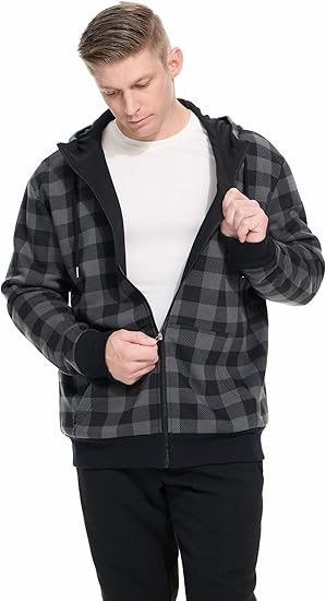 WHITE PEAK TRADING COMPANY Men's Fleece Full-zip Hoodie Jacket Oversized Casual Warm Sweatshirt for Cold Weather with Pocket