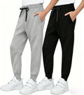 MERIDIANO 2 Pack Boys Joggers Lightweight Athletic Pants, Soft scuba-style Fabric Jogging Pants for Kid Youth with Drawstring