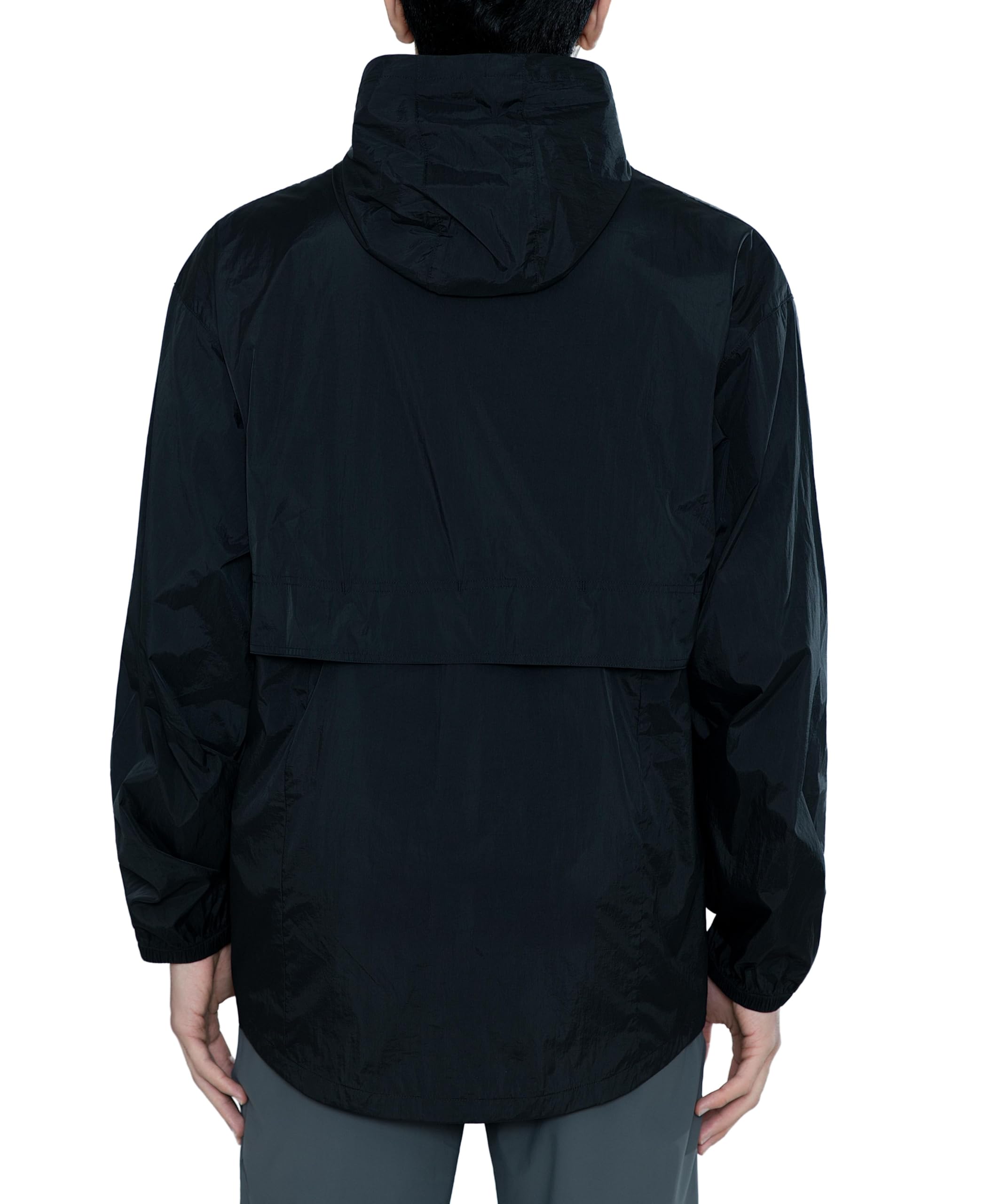 MERIDIANO Men's Lightweight Packable Jacket, UPF 50+ Sun & Water Resistant Windbreaker with Hood, Stain & Dog Hair Repellent
