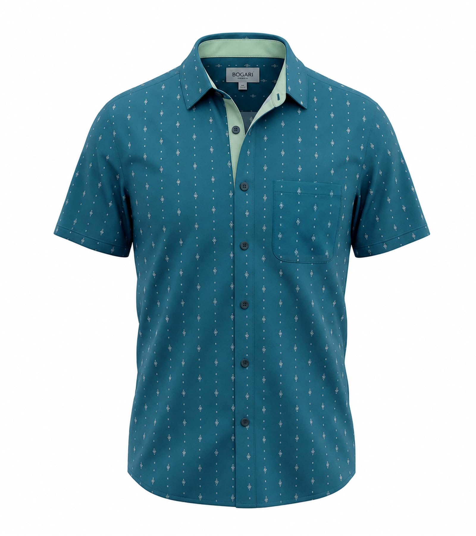 BOGARI Men's Short Sleeve Casual Shirts 100% Cotton Cooling Button Down Untucked Shirt for Summer Office Beach Daily