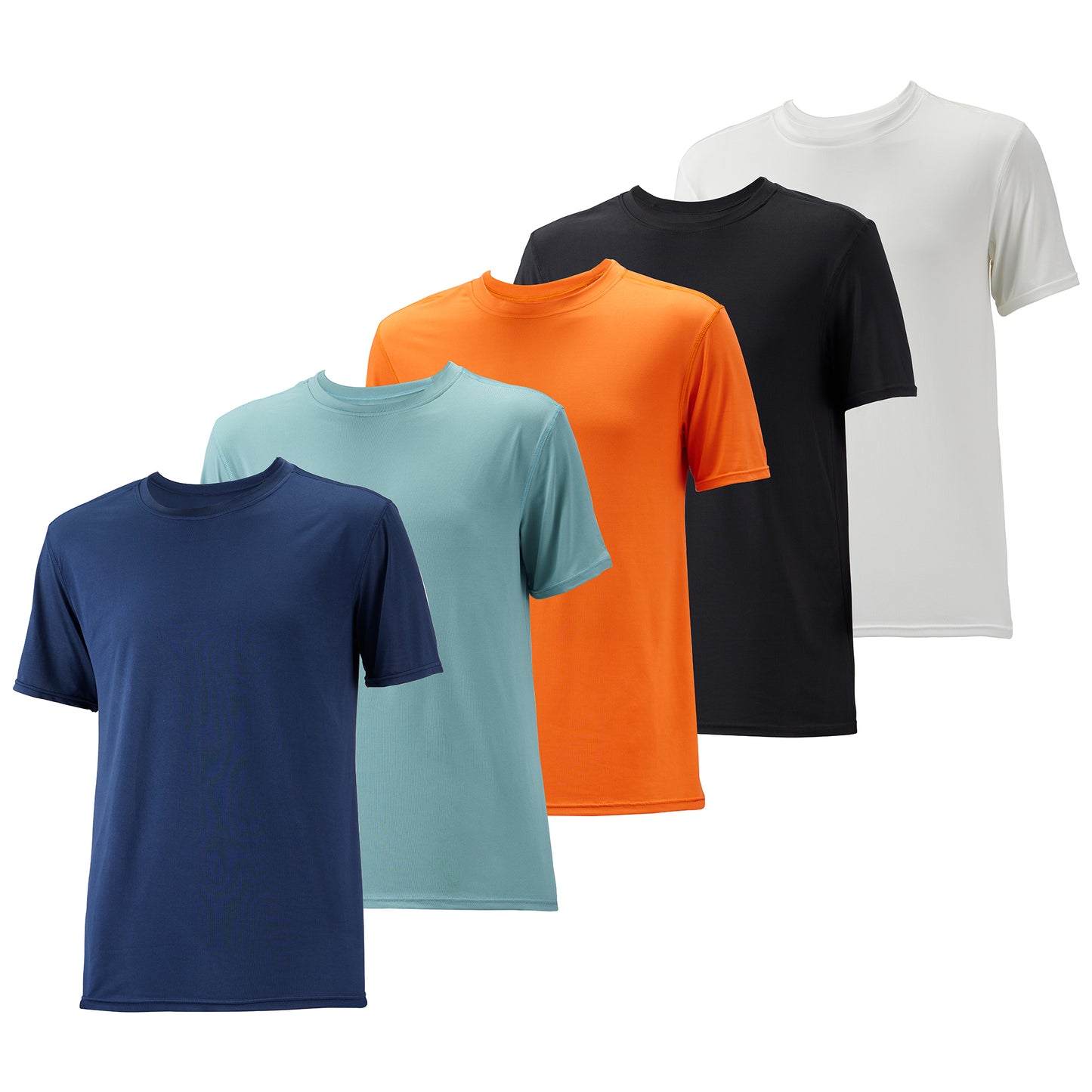 WHITE PEAK TRADING COMPANY 5 Pack Mens Workout T-Shirts Quick-Drying Athletic Short Sleeve Crew Neck Running Gym Tee Tops