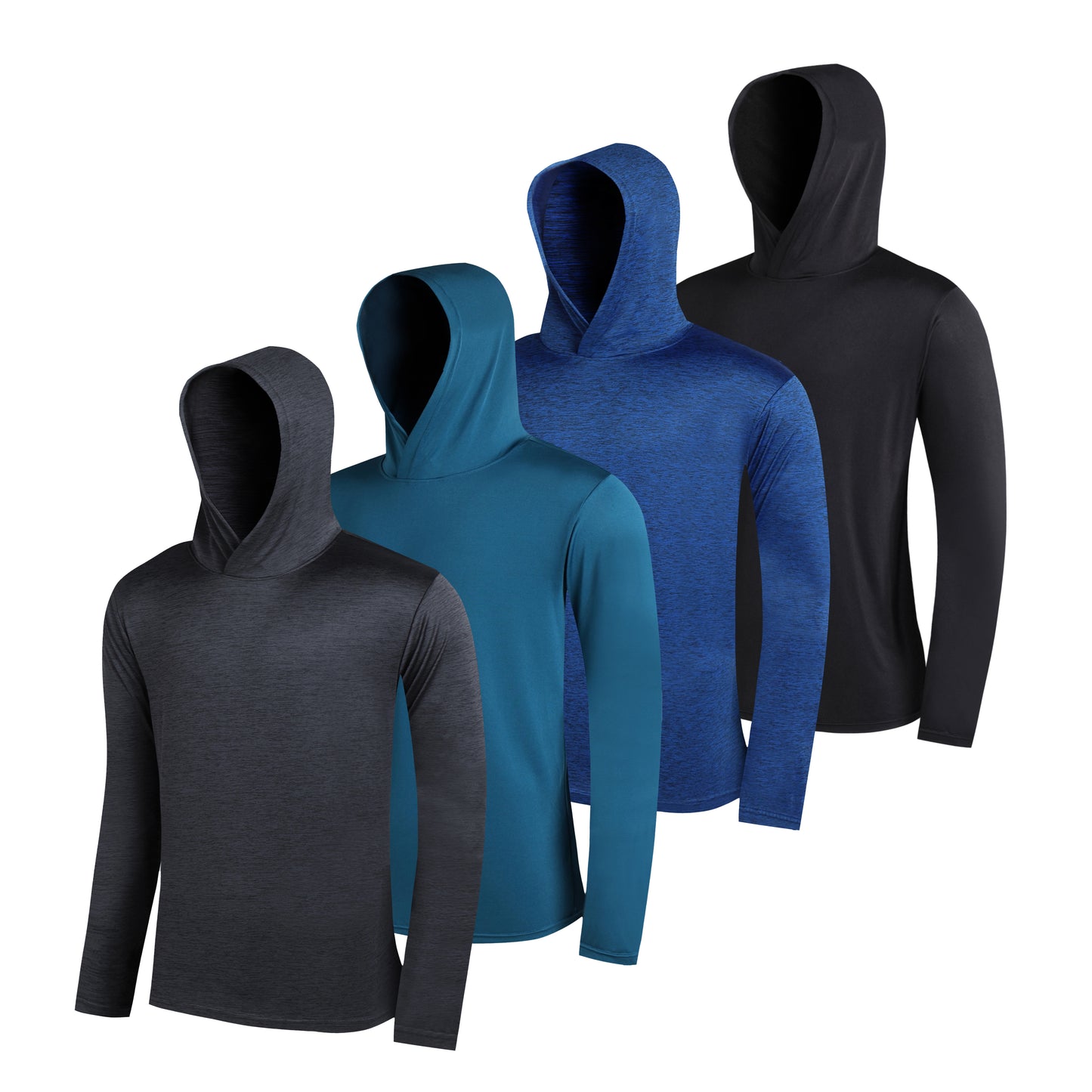 WHITE PEAK TRADING COMPANY  Men's Lightweight Hoodies 4 Pack Long Sleeve Athletic Shirts for Mens Running Workout Swim T-Shirt