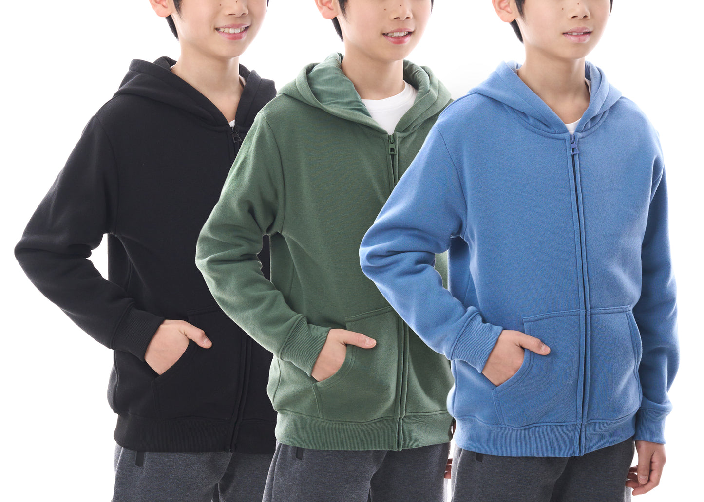 WHITE PEAK TRADIGN COMPANY Boys Athletic Hoodie Sweatshirt, 3 Pk Fleece Long Sleeve Kids Pullover Hoodies boy&girl Size 6-20