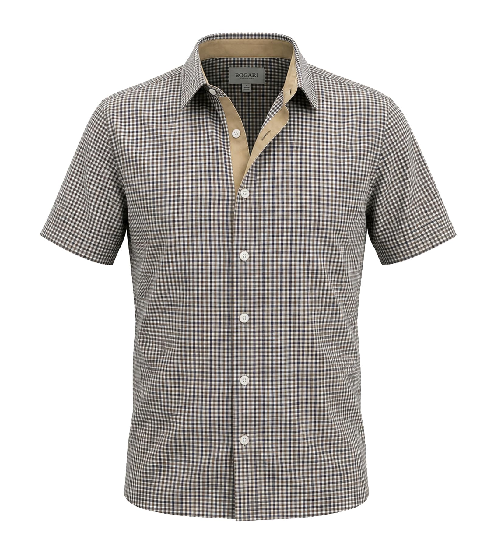 BOGARI Men's Short Sleeve Casual Shirts 100% Cotton Cooling Button Down Untucked Shirt for Summer Office Beach Daily