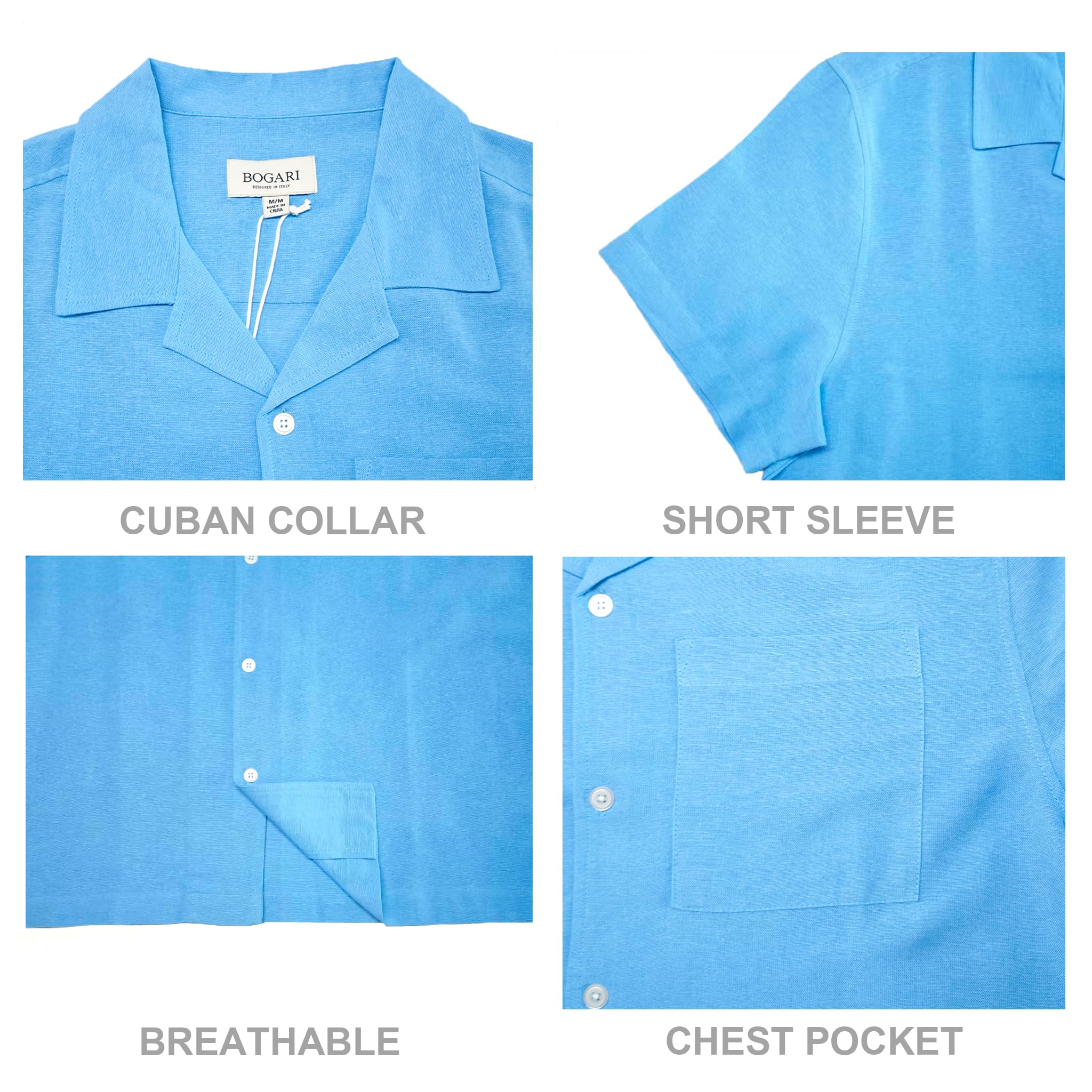 Men's Camp Collar Linen Button Down Shirt, Short Sleeve Casual Summer Beach Wedding Vacation Shirt, Relaxed Fit White