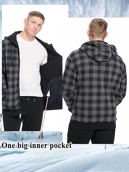 WHITE PEAK TRADING COMPANY Men's Fleece Full-zip Hoodie Jacket Oversized Casual Warm Sweatshirt for Cold Weather with Pocket