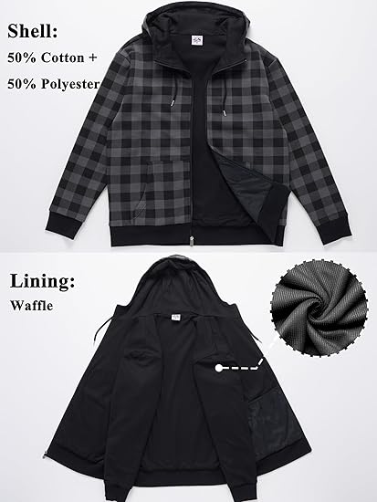 WHITE PEAK TRADING COMPANY Men's Fleece Full-zip Hoodie Jacket Oversized Casual Warm Sweatshirt for Cold Weather with Pocket