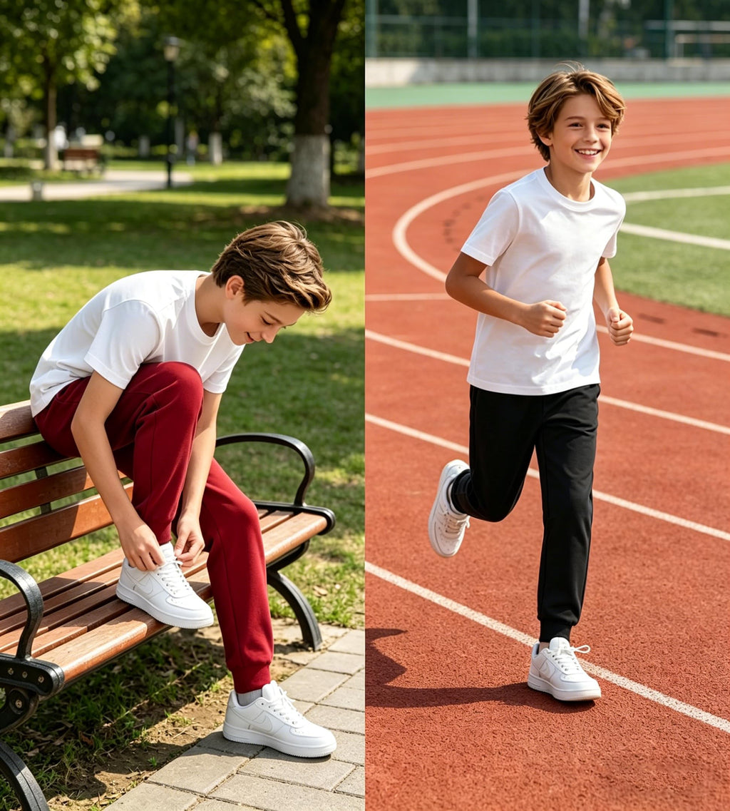 MERIDIANO 2 Pack Boys Joggers Lightweight Athletic Pants, Soft scuba-style Fabric Jogging Pants for Kid Youth with Drawstring
