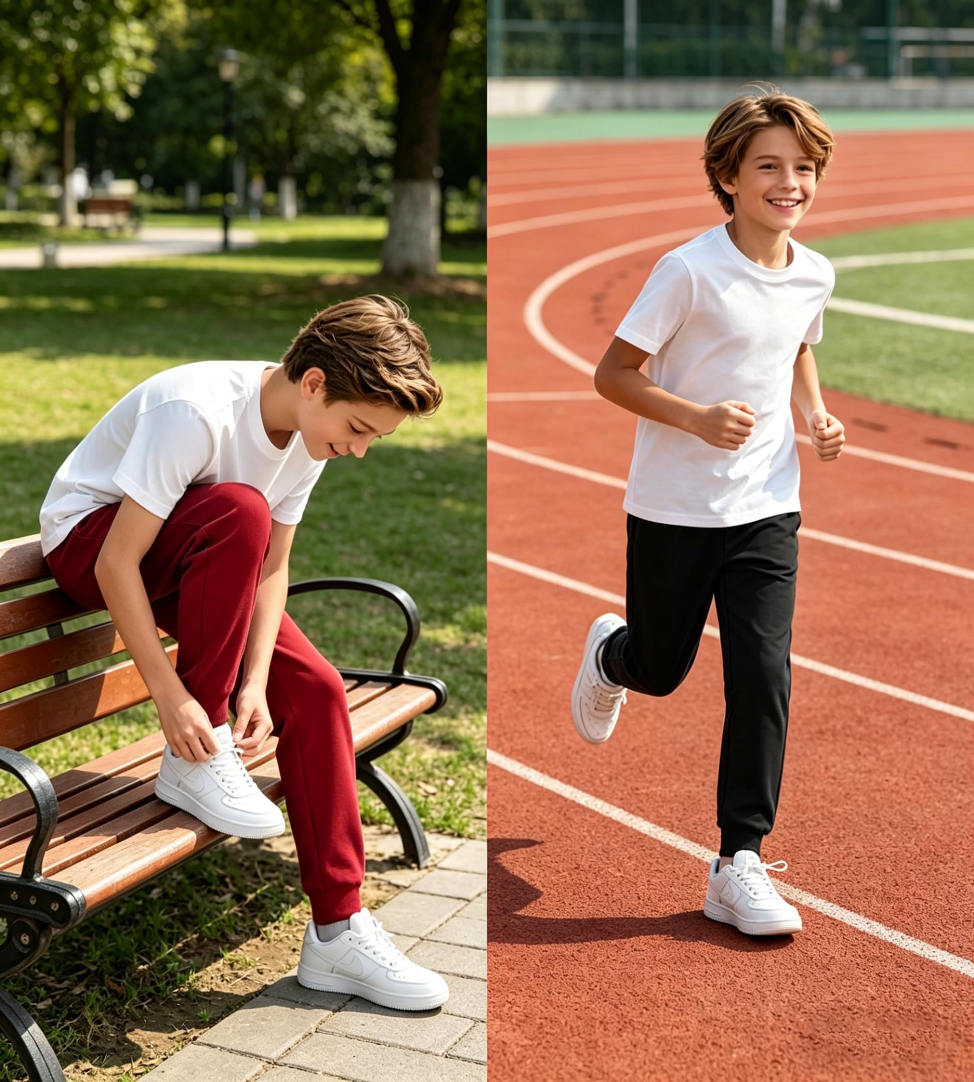 MERIDIANO 2 Pack Boys Joggers Lightweight Athletic Pants, Soft scuba-style Fabric Jogging Pants for Kid Youth with Drawstring