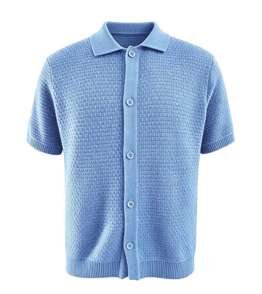 BOGARI Mens Knit Button Down Casual Polo Shirts Short Sleeve Cardigan Sweater with Pocket for Summer Golf Tops Vacation