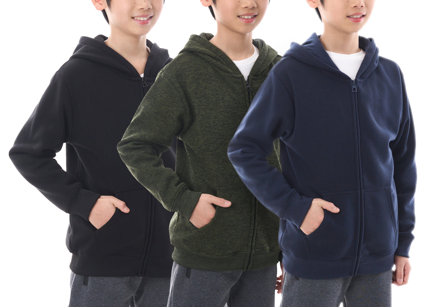 WHITE PEAK TRADIGN COMPANY Boys Athletic Hoodie Sweatshirt, 3 Pk Fleece Long Sleeve Kids Pullover Hoodies boy&girl Size 6-20