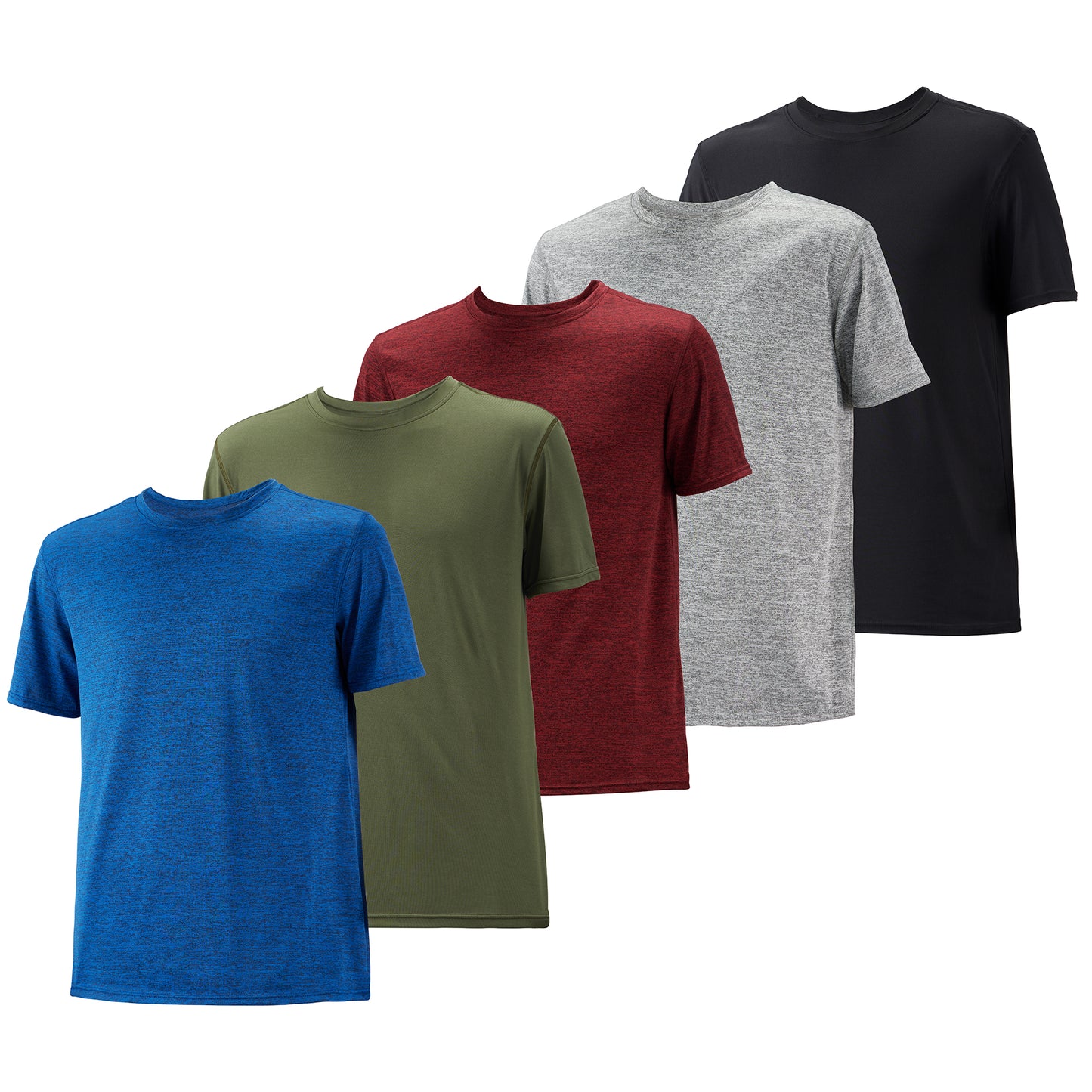 WHITE PEAK TRADING COMPANY 5 Pack Mens Workout T-Shirts Quick-Drying Athletic Short Sleeve Crew Neck Running Gym Tee Tops