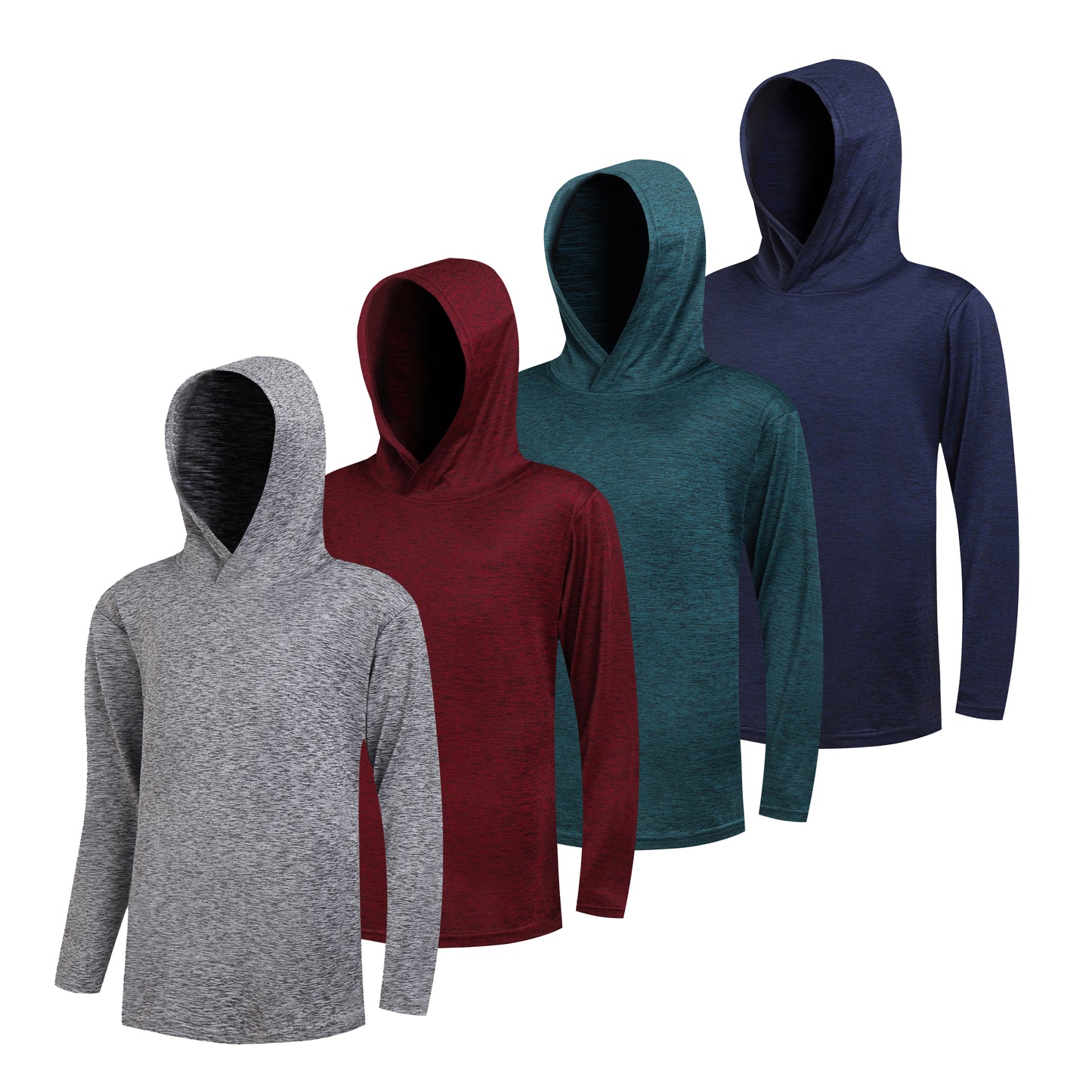 4 Pack WHITE PEAK TRADIGN COMPANY Boy's Quick-Drying Lightweight Hoodies Pullover Long Sleeve Athletic Training T Shirts 4-20