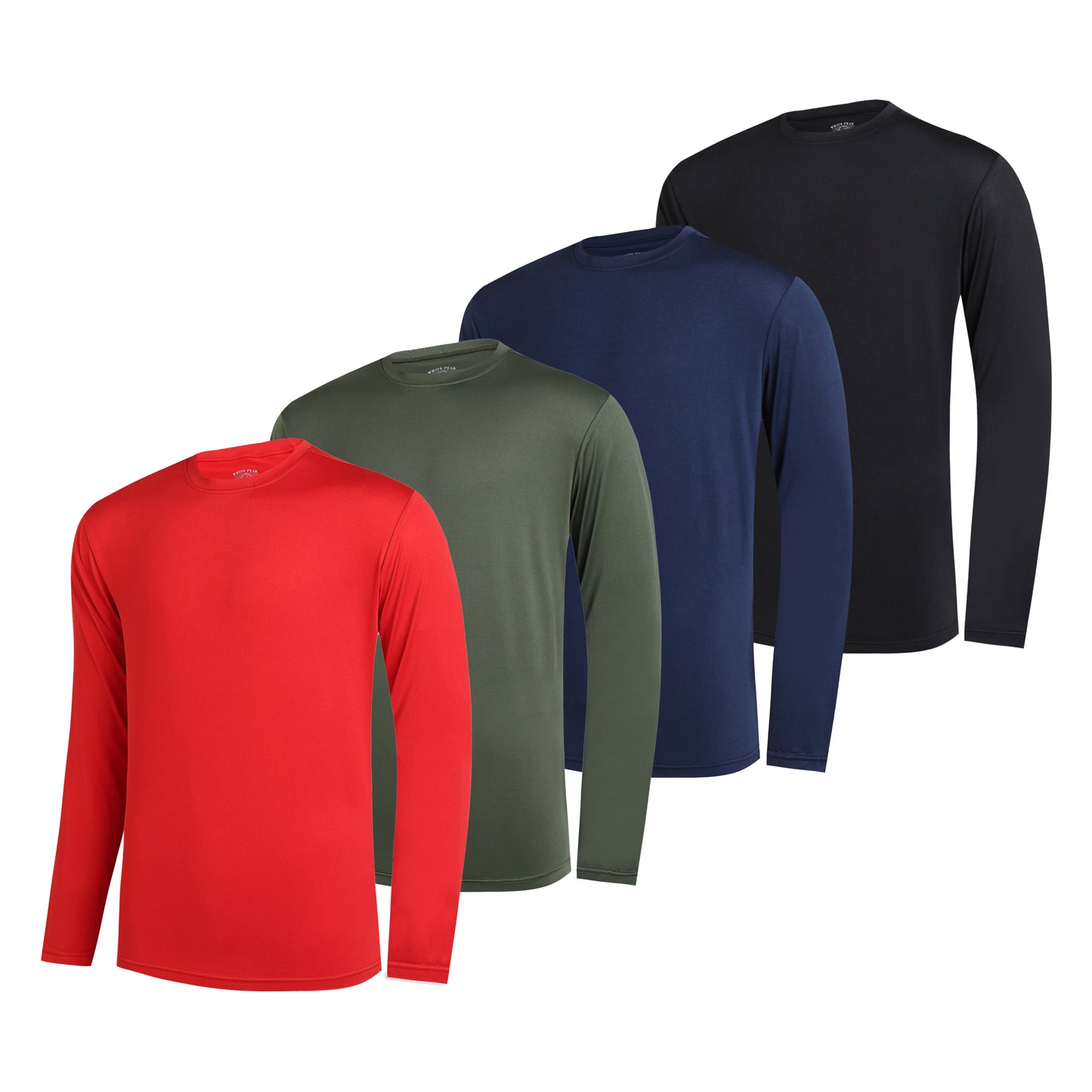 WHITE PEAK TRADIGN COMPANY 4 Pack Long Sleeve Shirts for Men Quick-Drying Moisture Wicking T-Shirt for Fishing Hiking Workout