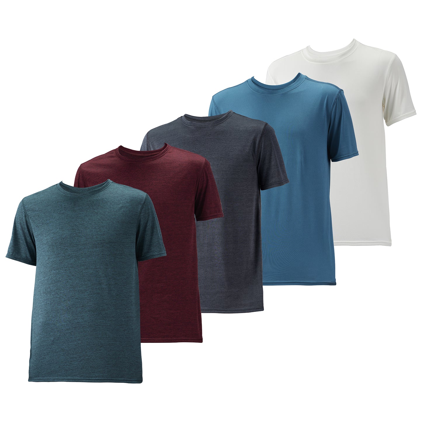 WHITE PEAK TRADING COMPANY 5 Pack Mens Workout T-Shirts Quick-Drying Athletic Short Sleeve Crew Neck Running Gym Tee Tops