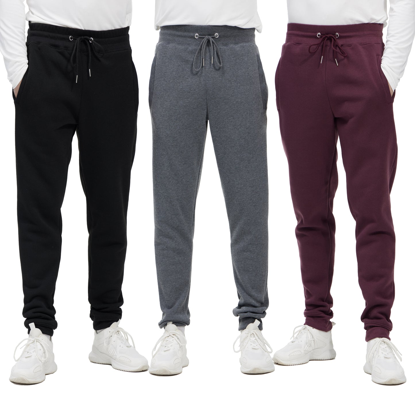 Mens Sweatpants with Pockets, 3 Pack Fleece Casual Jogger for Men Athletic Pants with Drawstring
