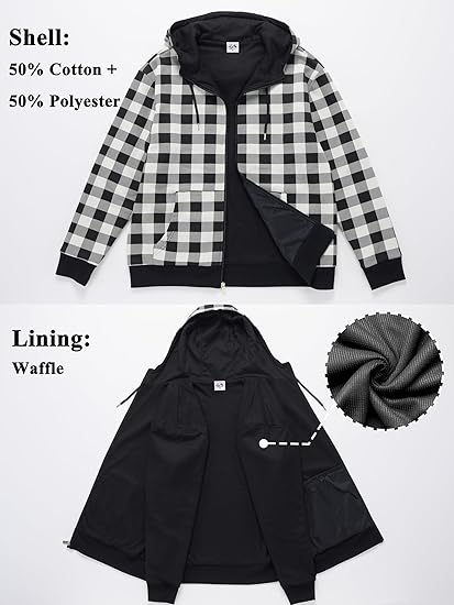 WHITE PEAK TRADING COMPANY Men's Fleece Full-zip Hoodie Jacket Oversized Casual Warm Sweatshirt for Cold Weather with Pocket