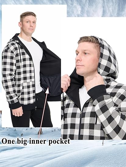 WHITE PEAK TRADING COMPANY Men's Fleece Full-zip Hoodie Jacket Oversized Casual Warm Sweatshirt for Cold Weather with Pocket