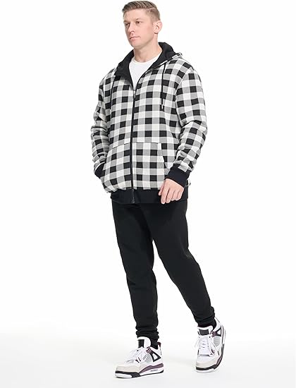 WHITE PEAK TRADING COMPANY Men's Fleece Full-zip Hoodie Jacket Oversized Casual Warm Sweatshirt for Cold Weather with Pocket