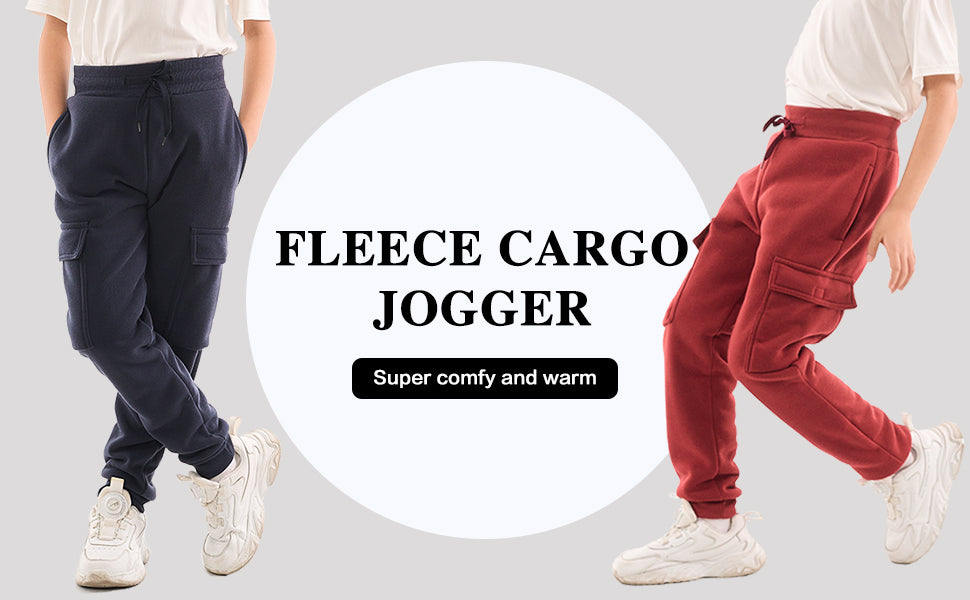 WHITE PEAK TRADING COMPANY Boys 3-Pack Fleece Active Athletic Workout Jogger Pants with Cargo Pocket and Drawstring