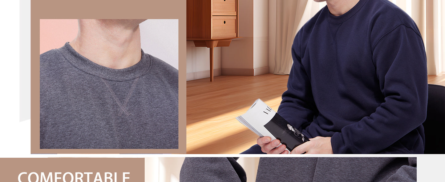 WHITE PEAK TRADING COMPANY Men's Casual Crewneck Sweatshirt 3 Pack Fleece Long Sleeve Basic Pullover Sweatshirt for Men