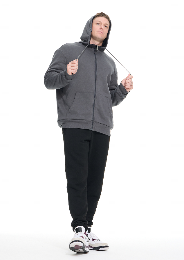 WHITE PEAK TRADING COMPANY Men's Fleece Full-zip Hoodie Jacket Oversized Casual Warm Sweatshirt for Cold Weather with Pocket