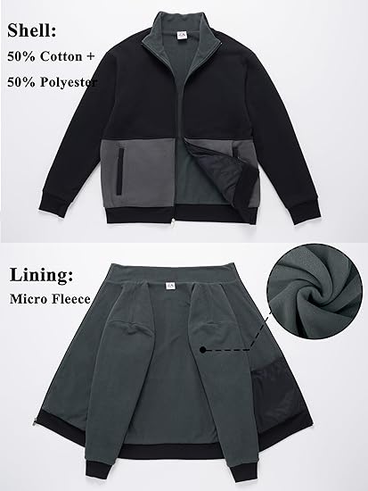 WHITE PEAK TRADING COMPANY  Men's Fleece Full-zip Hoodie Jacket Oversized Casual Warm Sweatshirt for Cold Weather with Pocket