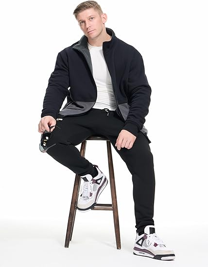 WHITE PEAK TRADING COMPANY  Men's Fleece Full-zip Hoodie Jacket Oversized Casual Warm Sweatshirt for Cold Weather with Pocket